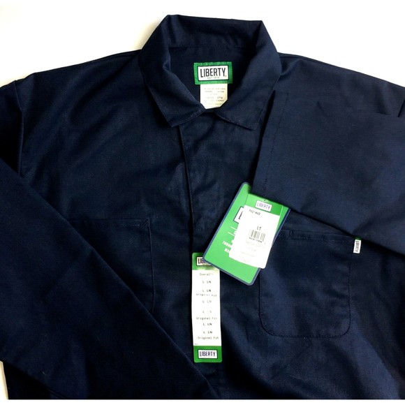 NWT Liberty Coveralls Men's Size Large Tall LT Navy Blue YV21NV Snap & Zip Front - Picture 5 of 10